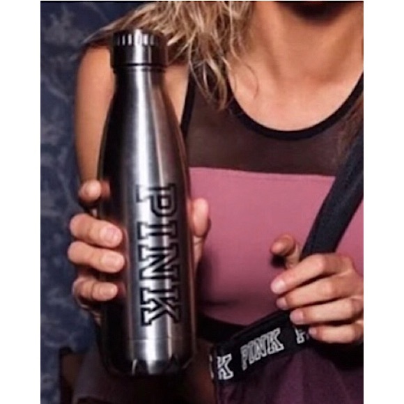 🆕🔥PINK BY VS SUPER CUTE METAL TIN TUMBLER SILVER&BLACK (PINK)ON THE TUMBLER!! - Picture 3 of 13
